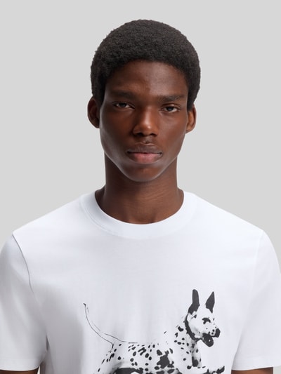 HUGO męski t-shirt o kroju regular fit z czystej bawełny Biały 3