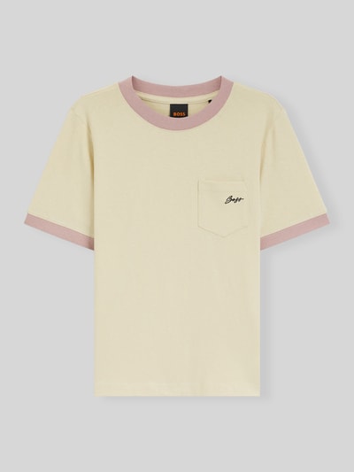 BOSS Orange damski t-shirt o kroju slim fit z czystej bawełny model 'C-EZOE' Jasnożółty 2