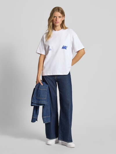 ANOTHER COTTON LAB Oversized T-Shirt mit Label-Print Modell 'Oyster and Champange' Weiss 1
