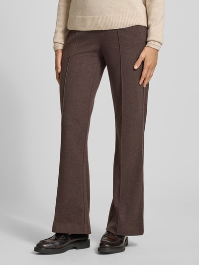 Christian Berg Woman Flared stoffen broek met vaste persplooien Donkerbruin - 4