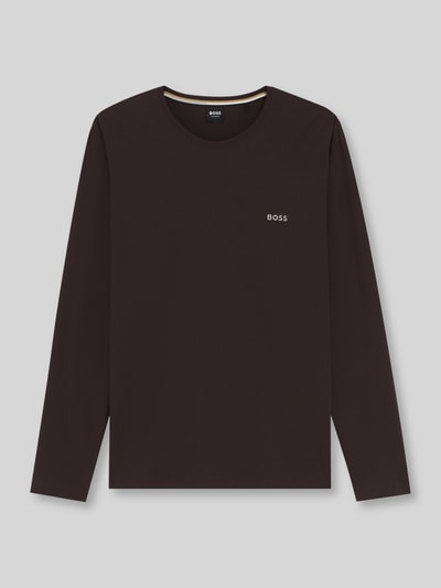 BOSS Langarmshirt mit kleinem Logo-Schriftzug Dunkelbraun 2