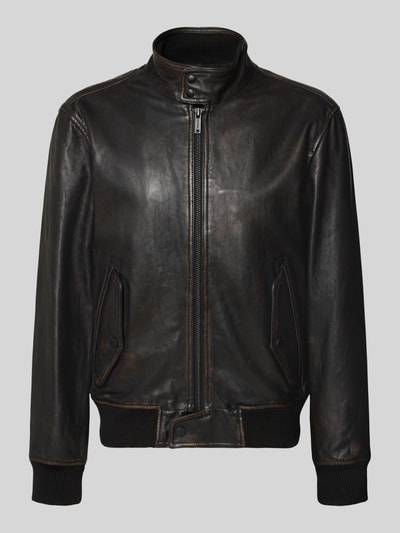 Strellson Regular fit jack van echt lamsleer model 'BERKELY' Donkerbruin - 1