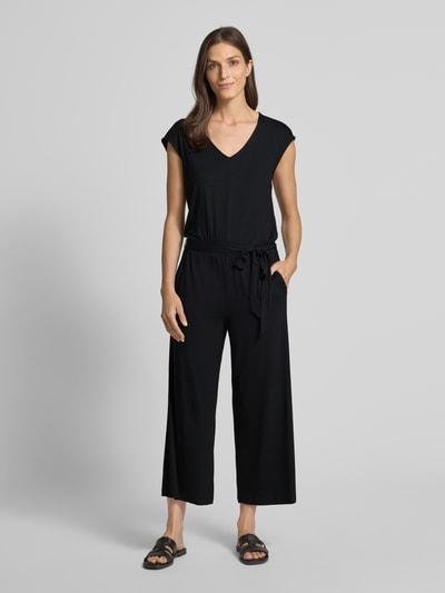 Tom Tailor Regular fit jumpsuit met strikceintuur Zwart - 4