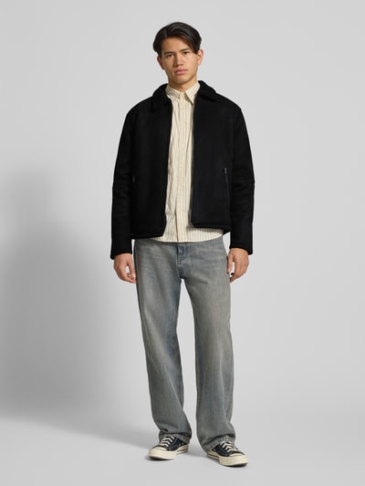 Only & Sons Regular fit bomberjack met kraag van imitatiebont, model 'ROYCE' Zwart - 1