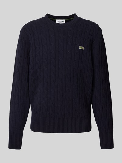 Lacoste Strickpullover  mit Logo-Patch Dunkelblau 2