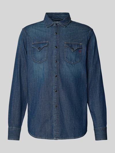 Replay Regular Fit Jeanshemd mit Brusttaschen und Label-Stitching Jeansblau 2