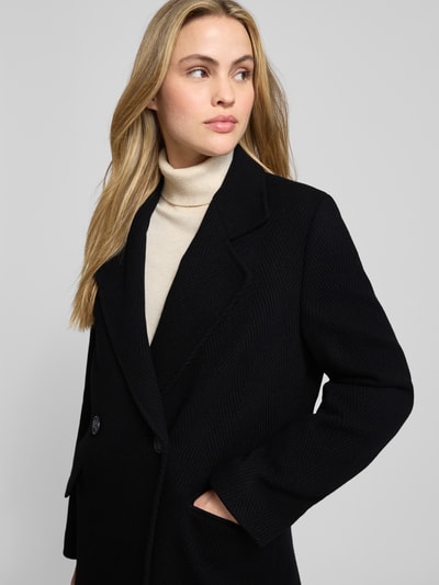 Windsor Regular fit lange jas van scheerwolmix met kasjmier Zwart - 3