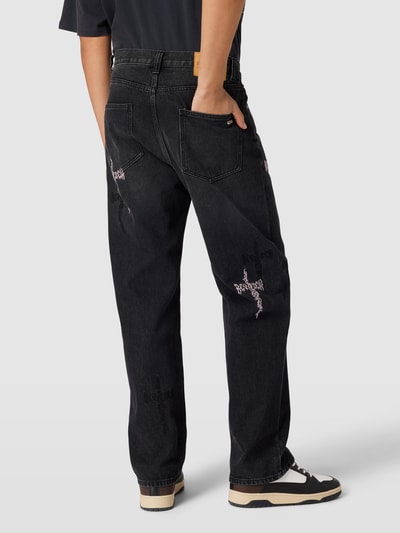 REVIEW Baggy jeans met CRUCIFIX REVIEW-stitching Zwart - 5