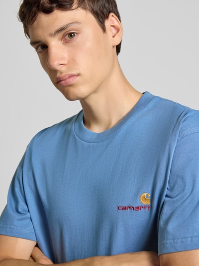 Carhartt Work In Progress T-shirt z wyhaftowanym logo Niebieski 3