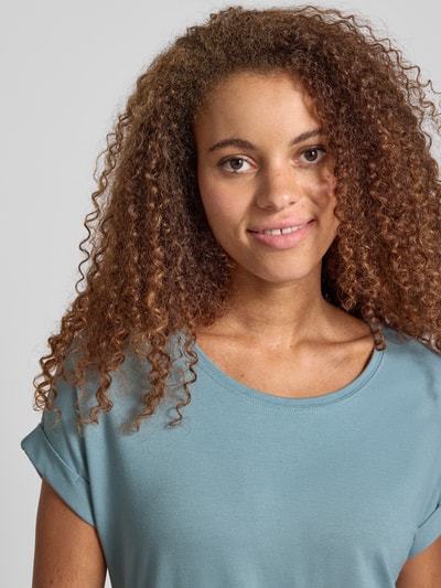 Only Relaxed fit T-shirt van viscosemix, model 'MOSTER' Oceaanblauw - 3