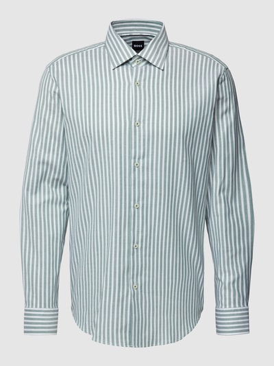 BOSS Regular fit zakelijk overhemd met streepmotief, model 'Joe' Groen - 2
