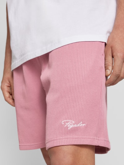 Pegador Relaxed fit korte broek in riblook, model 'SIGNAR' Oudroze - 3