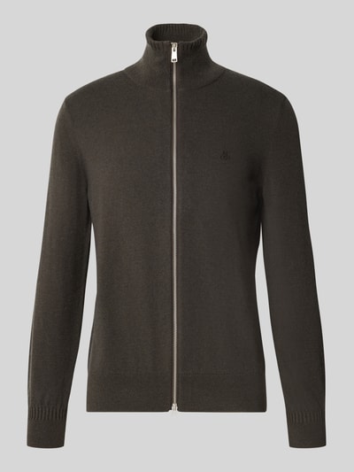 Produktfoto, Regular Fit Strickjacke aus Baumwoll-Mix von Marc O'Polo in Dunkelbraun mit feiner Strickstruktur, Herren Pullover von Marc O'Polo