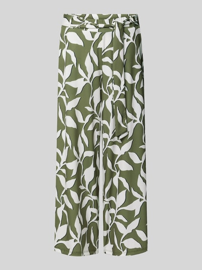 More & More Wide leg stoffen broek met strikceintuur Olijfgroen - 2