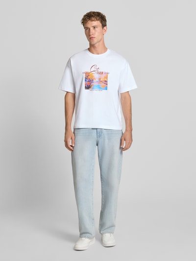JACK & JONES T-Shirt mit Motiv-Print Modell 'SANREMO' Weiss 1