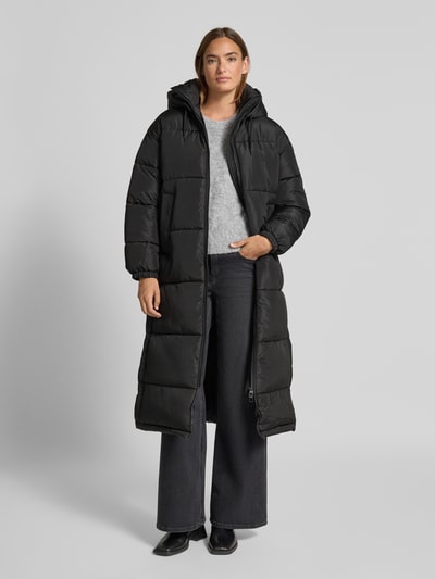 VERO MODA Regular fit gewatteerde lange jas met afneembare capuchon, model 'KLEA' Zwart - 1