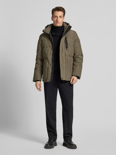 Tom Tailor Gewatteerd regular fit jack met afneembare capuchon Olijfgroen - 1