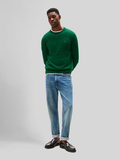 Tommy Hilfiger Sweter o kroju regular fit z mieszanki bawełny i kaszmiru Butelkowy zielony 1