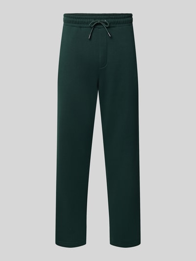 Produktfoto, gerade geschnittene grüne Straight Fit Sweatpants Modell 'BRADLEY' von JACK & JONES, Baumwoll-Mix, elastischer Bund, 77 cm Innenbeinlänge.