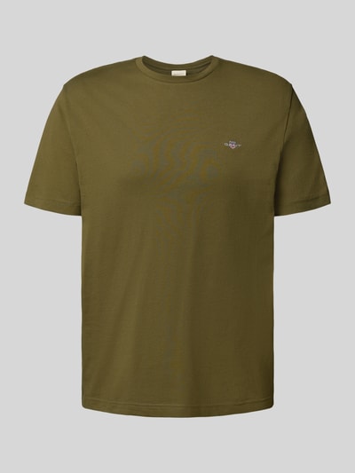 Gant Regular Fit T-Shirt mit Label-Stitching Oliv 2
