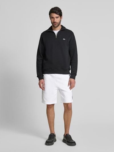 Lacoste Regular Fit Sweatshorts mit Galonstreifen Weiss 1