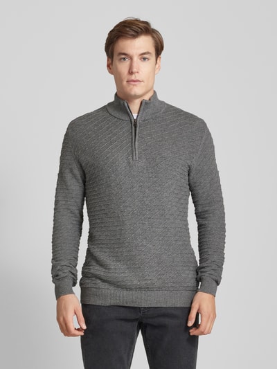 s.Oliver RED LABEL Regular Fit Pullover aus reiner Baumwolle mit Strukturmuster Mittelgrau 4