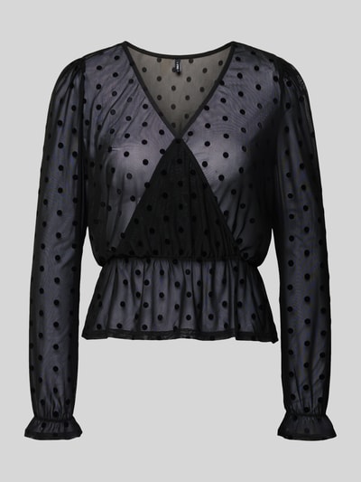 Only Slim fit blouseshirt in semi-transparante look, model 'JULIET' Zwart - 2