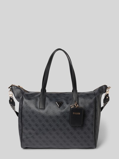 Produktfoto, Shopper mit Logo-Muster Modell 'LATONA CARRYON' von Guess, Damen Shopper mit Hauptfach, Reißverschluss, Tragehenkel, Schulterriemen, Breite 53 cm, Länge 34 cm, Tiefe 20 cm, Riemenlänge 97 cm, strukturierte Oberfläche in dunklen Farbtönen