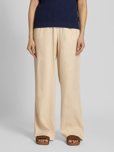 YAS Linnen broek met elastische band, model 'FLAXY' Beige - 4