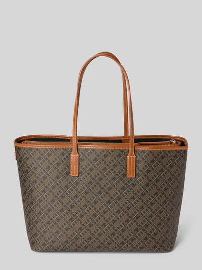 Produktfoto, Shopper mit Logo-Detail Modell 'MONOPLAY LEATHER' von Tommy Hilfiger in Lederoptik mit Optik: Unifarben, Allover-Muster, Kunstleder, Hauptfach und abnehmbarem Reißverschlussfach, Logo-Detail, braune Farbtöne und strukturierte Oberfläche