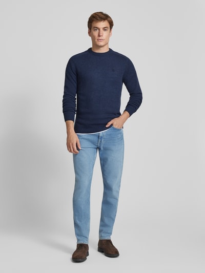 MCNEAL Gebreide pullover van lamswol met labelstitching Donkerblauw gemêleerd - 1