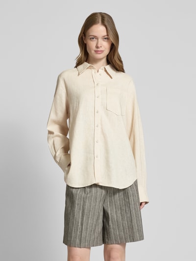YAS Relaxed Fit Leinenbluse Modell 'FLAXY' Beige 4