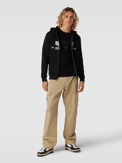 Alpha Industries Sweatjack met labelprint, model 'Basic' Zwart - 1