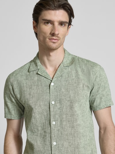 Lindbergh Relaxed fit linnen overhemd met 1/2-mouwen Olijfgroen - 3