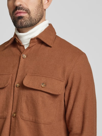 Jack & Jones Premium Comfort Fit Hemdjacke mit Brustpattentaschen Modell 'RAYMOND' Cognac 3