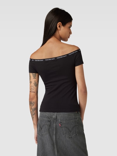 Calvin Klein Jeans T-shirt met elastische boothals Zwart - 5