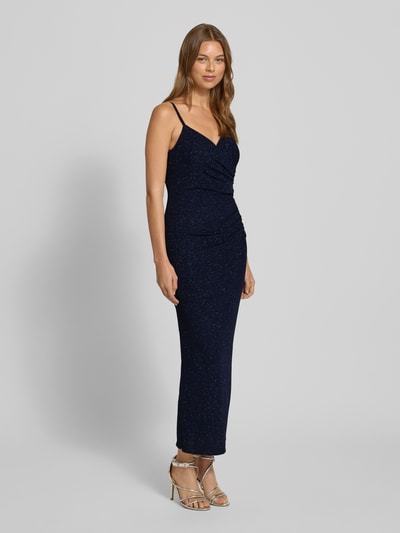 TROYDEN COLLECTION Avondjurk met V-hals en plooien Donkerblauw - 1