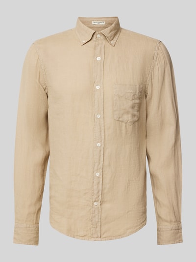 Gant Regular fit vrijetijdsoverhemd van linnen met borstzak Beige - 2