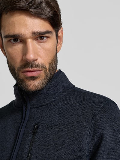 camel active Regular Fit Strickjacke in Melange-Optik mit Stehkragen Marine 3