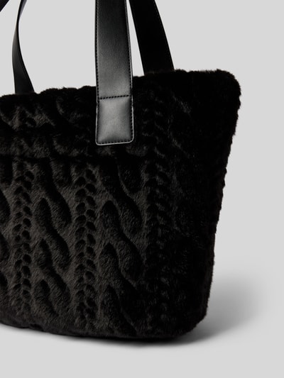 Liu Jo White Torba tote z obszyciem ze sztucznego futra Czarny 3