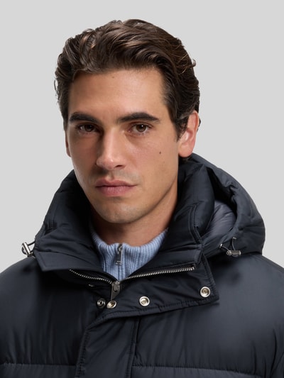 BOSS Regular fit gewatteerde mantel met capuchon Marineblauw - 3