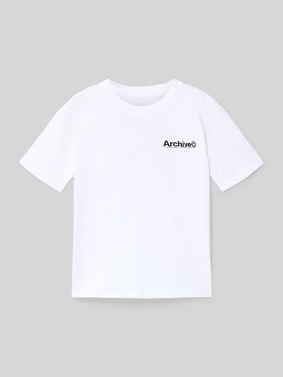 Productfoto, T-shirt uit puur katoen door JACK & JONES, recht model, ronde hals, met korte mouwen, ruglengte maat 140: 55 cm, witte kleur