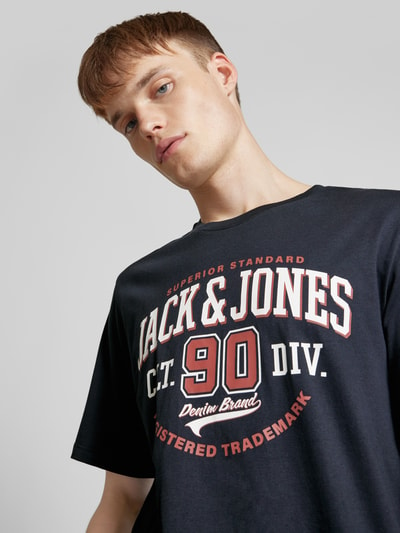 Jack & Jones T-Shirt mit Label-Print Modell 'ELOGO' Marine 3