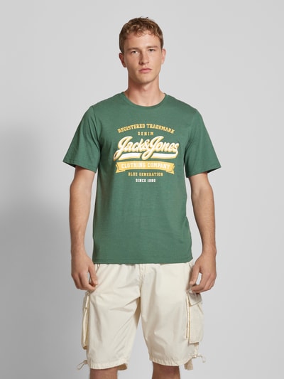 Jack & Jones T-shirt met labelprint Donkergroen gemêleerd - 4