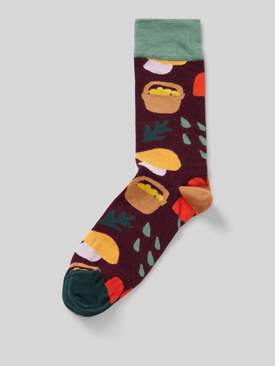 DillySocks Skarpety z wyhaftowanym motywem model ‘Mushroom Crush’ Jasnobrązowy 1