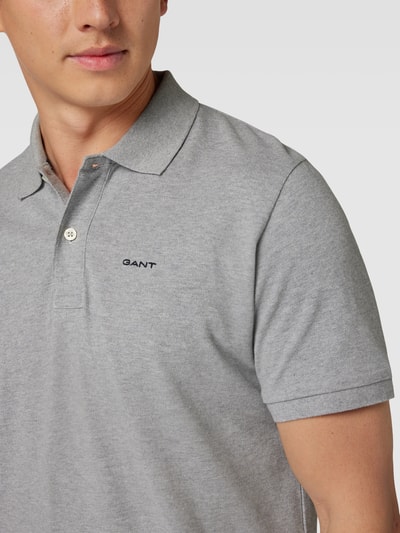 Gant Poloshirt mit Seitenschlitzen Modell 'Pique' Silber Melange 3