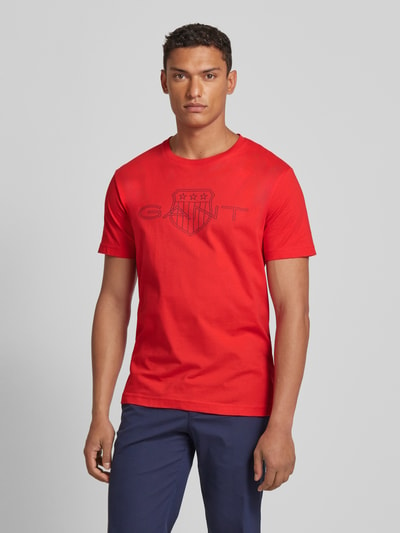 Gant T-Shirt mit Label-Print Rot 4