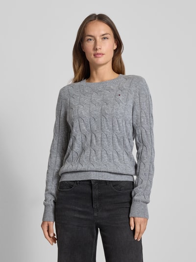 Tommy Hilfiger Regular Fit Strickpullover aus reiner Wolle Hellgrau 4