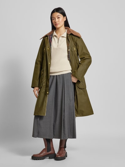 Barbour Płaszcz z wykładanym kołnierzem model ‘EBBERSTON WAX’ Oliwkowy 1