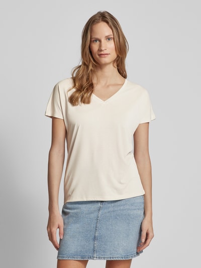 MSCH Copenhagen T-Shirt mit V-Ausschnitt Modell 'Fenya' Beige 4